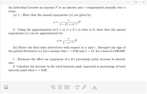 Solved х Х An individual borrows an amount P at an interest Chegg