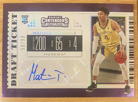 2019 20 Panini Contenders Draft Picks Ticket 99 Matisse Thybulle