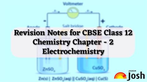 Cbse Class 12 Chemistry Revision Notes For Electrochemistry Based On