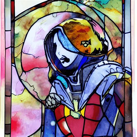 Asmr Stained Glass Sexy Outerspace Warrior Woman Painting Watercolor · Creative Fabrica