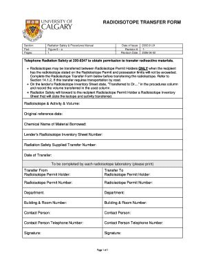 Fillable Online Ucalgary Radioisotope Transfer Form Ucalgary Fax