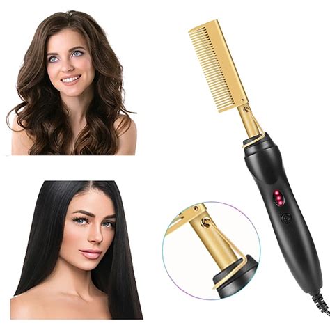In Hot Comb Hair Straightener Flat Irons Straightening Wet Dry Dual Use Brush Electric