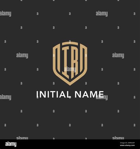 Luxury Ir Logo Monogram Shield Shape Monoline Style With Gold Color And