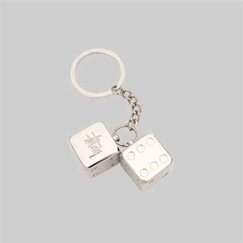 Stussy Metal Dice Keychain Silver Stussy Miscellaneous