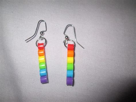 Items Similar To Perler Bead Dangle Bar Earrings Multicolored Options