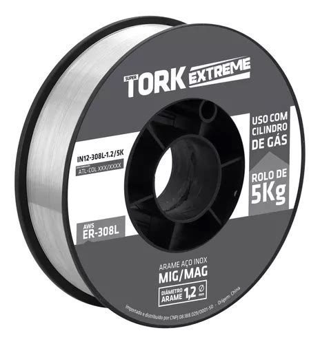 Arame Solda Mig Inox 308l Uso Gás 1 2mm Rolo De 5kg Tork