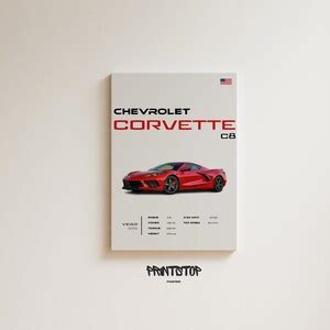 2020 Chevrolet Corvette C8 Poster, Car Enthusiast Wall Art, Modern Home Decor, Automotive Print ...