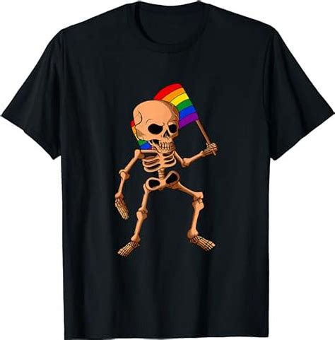 Skeleton Lgbt Q Pride Flag Black History Month Blm Gay Bones T Shirt