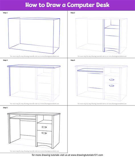 How To Draw A Computer Desk Printable Step By Step Drawing Sheet