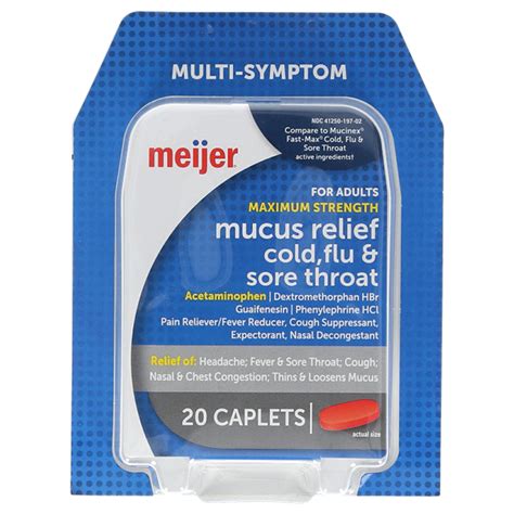 Meijer Mucus Relief Cold Flu And Sore Throat Maximum Strength Caplets