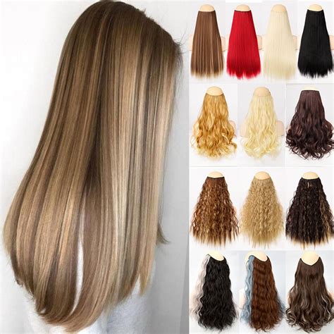 24 inchs sintético grampo na extensão do cabelo longo resistente ao