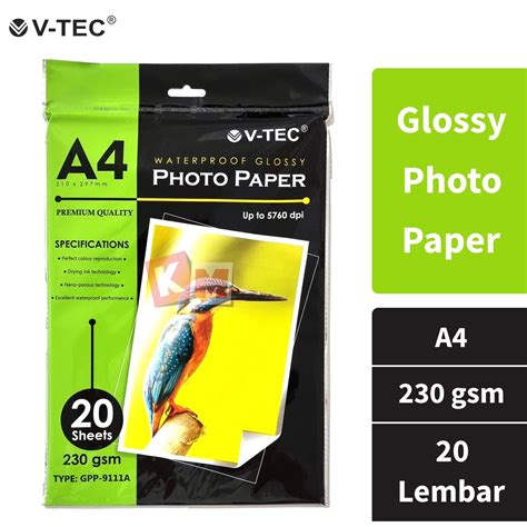 Jual Glossy Photo Paper Kertas Foto V TEC A4 230 Gsm GPP 9111A 20