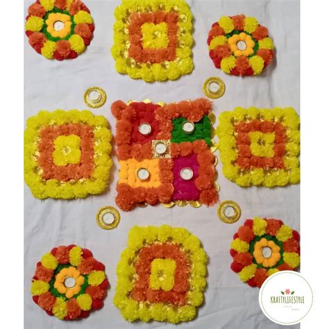 Artificial Marigold Rangoli – KraftyLifestyle