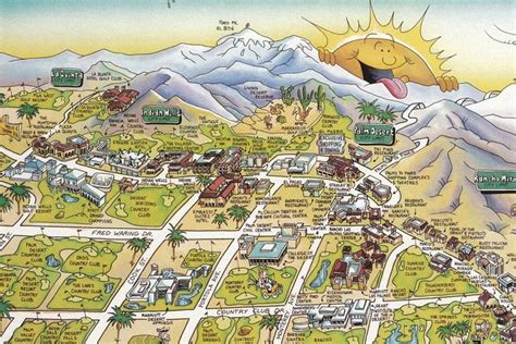 Palm Springs California Illustrated Map Palm Springs Map Art Etsy