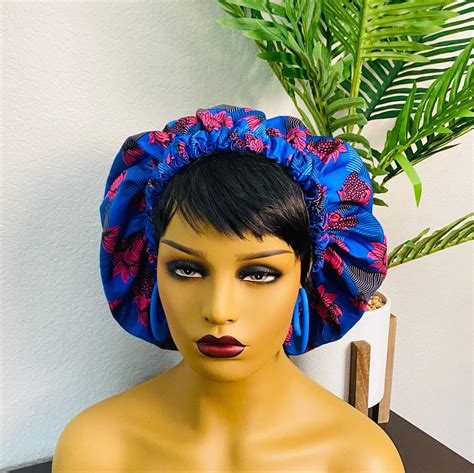 African Print Satin Lined Bonnet Xl African Print Night Sleep Cap Etsy Uk