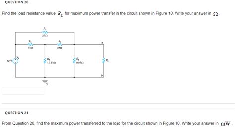 Solved Find The Load Resistance Value RL For Maximum Power Chegg