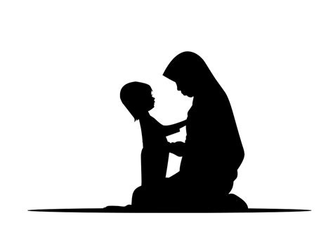 Mother And Child Praying Silhouette