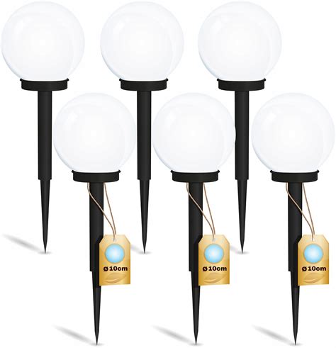 6x LAMPA SOLARNA Ogrodowa LED LAMPKA Wbijana KULA KULKA 10cm SZPIKULEC