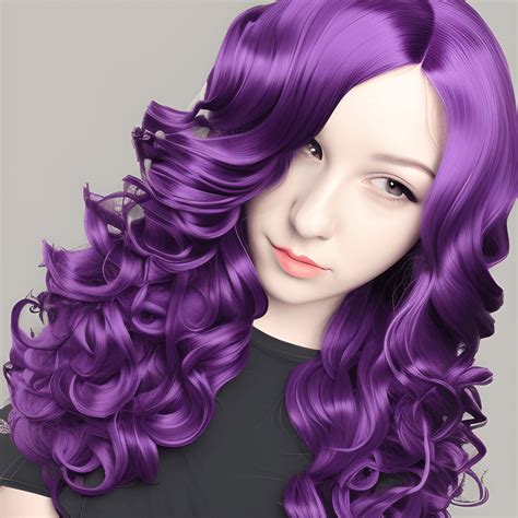 Purple Long Curly Wig For Women Middle Part Wavy Natural · Creative Fabrica
