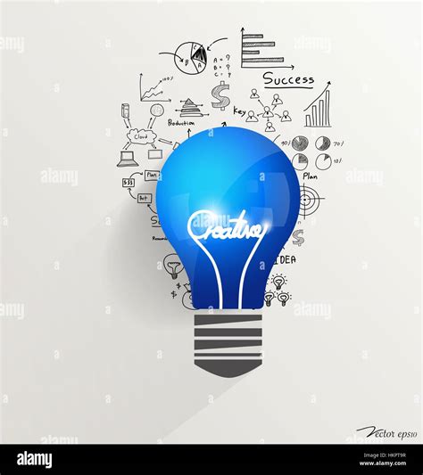 Creative Design Template Light Bulb With Drawing Chart And Graphs