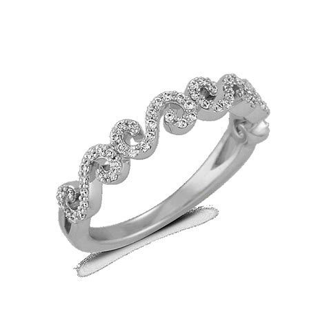 Round Diamond Swirl Wedding Band In 14k White Gold Shane Co