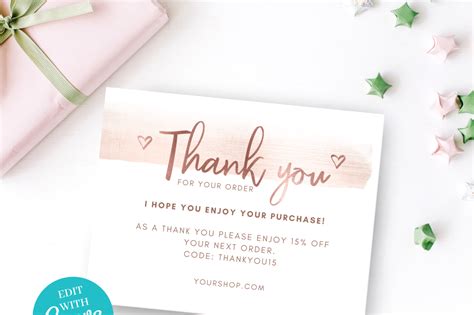 Printable Thank You For Purchase Card Crella