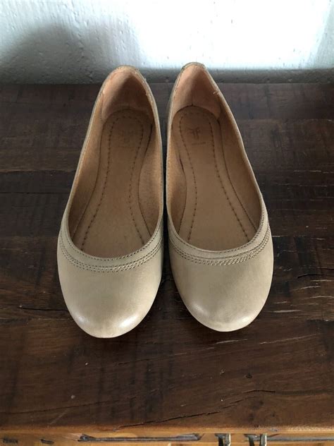 Frye Carson Leather Ballerina Flat Shoes Pale Blush B Gem