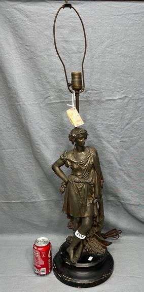 Antique Spelter Woman Statue Mounted As Lamp Dixon S Auction At Crumpton