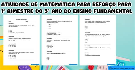 Atividade De Matem Tica Para Refor O Para Bimestre Do Ano Do