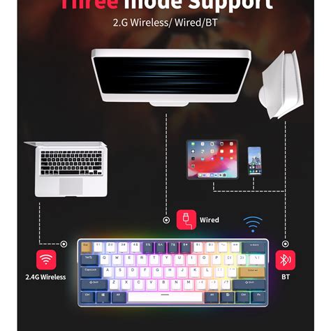 Royal Kludge RK61Plus 2 4G Wireless Bluetooth 3 0 USB C Three Mode Hot Swap RGB Backlit Mini