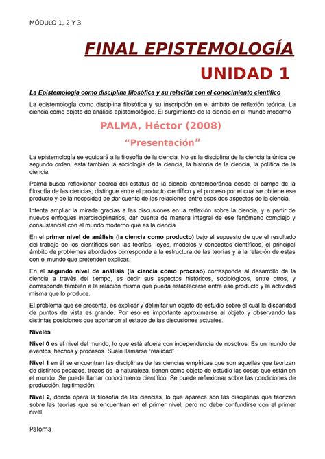 Resumen epistemo FINAL EPISTEMOLOGÍA UNIDAD 1 La Epistemología como