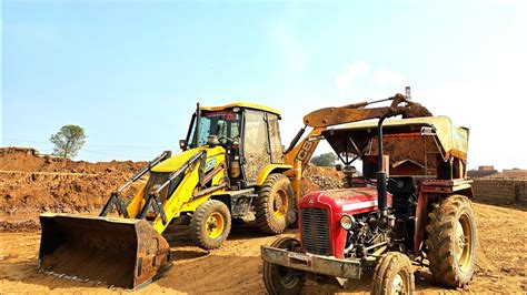 Jcb Dx Machine And Tractors Attached Bricks Machine Working Loading