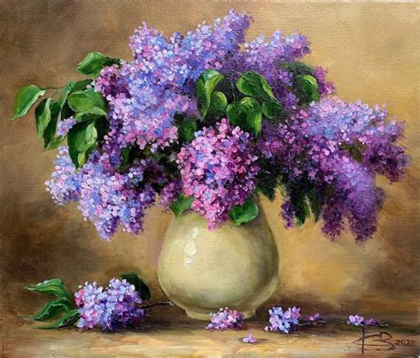 Lilac Spring Lilac Oil Painting Flowers Canvas Art Floral Purple Lilac ...