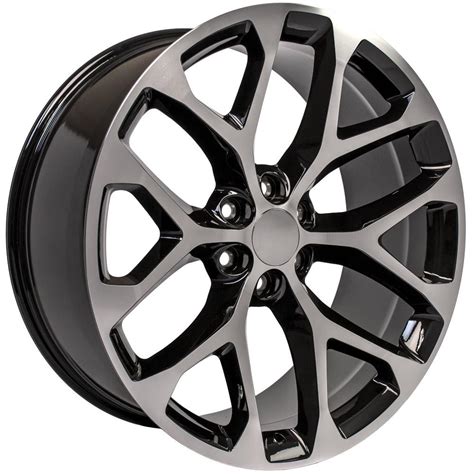 Fits GMC Snowflake Wheels CV98B 2410 Gloss Black Machined Sierra Rims