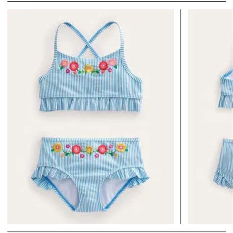 Mini Boden Swim Boden Girls Embroidered Frilly Bikini Size 67y 22cm Poshmark