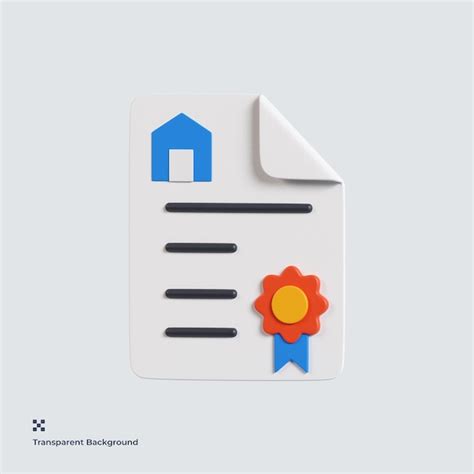 Inicio Certificado 3d Icono Ilustración Archivo Psd Premium