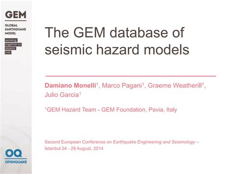 The Gem Database Of Seismic Hazard Models Ppt