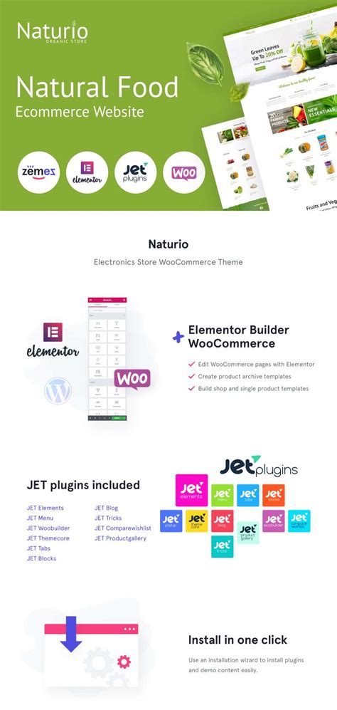 Naturio food store шаблон elementor woocommerce тема Grocery Store