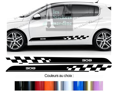 2 X BANDES BAS DE CAISSE POUR PEUGEOT 308 SPORT AUTOCOLLANT STICKER