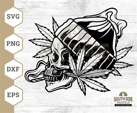 Skull Smoking Weed SVG File Dope Skull Svg Cannabis Skull Etsy