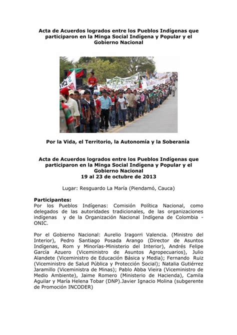 PDF Acta de Acuerdos logrados entre los Pueblos Indígenas que