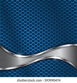 Blue Perforated Background Shiny Metal Plate Stock Vector Royalty Free