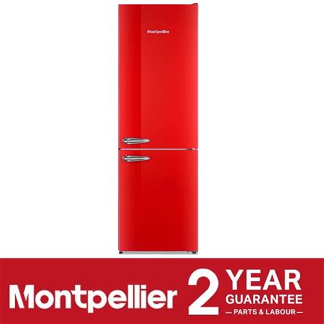 Montpellier Mab386r Red Retro No Frost Freestanding Fridge Freezer 60