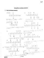 SCH4U Activity 7 Pdf Naming Alkenes And Alkynes Worksheet A Name The