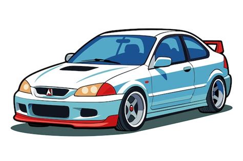 Honda Civic Car Vector Ilustração desenhos animados Clipart Line Art