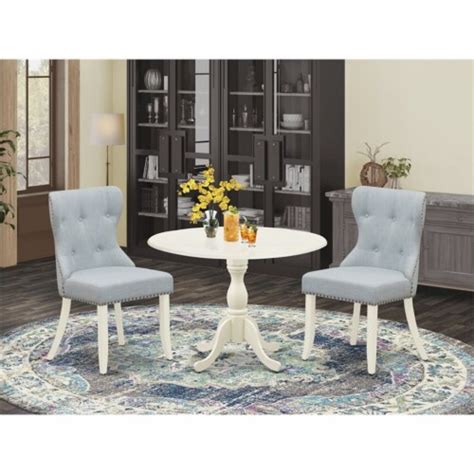 East West Furniture Dublin Piece Wood Dining Set In Linen White