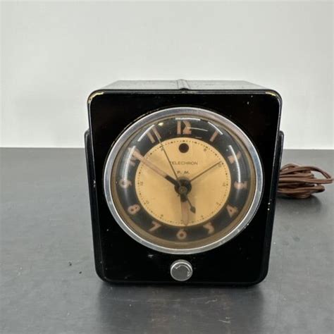 Vintage 1940s Telechron Art Deco Electric Bakelite Switch Alarm Clock