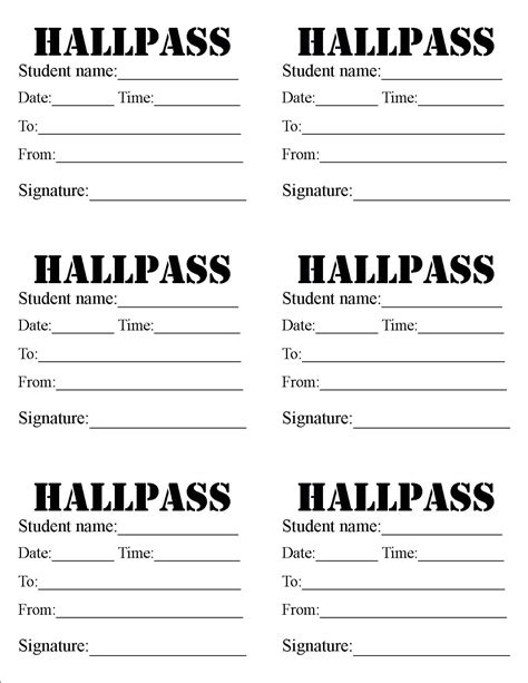 Hallway Passes For School Demir Iso Free Printable Hall Pass Template Free