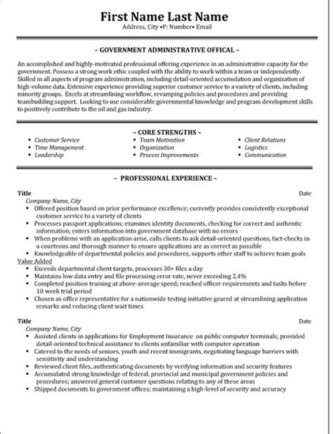 Administrative Official Resume Sample And Template