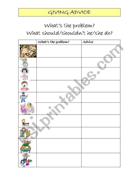 giving advice esl worksheet  crisholm